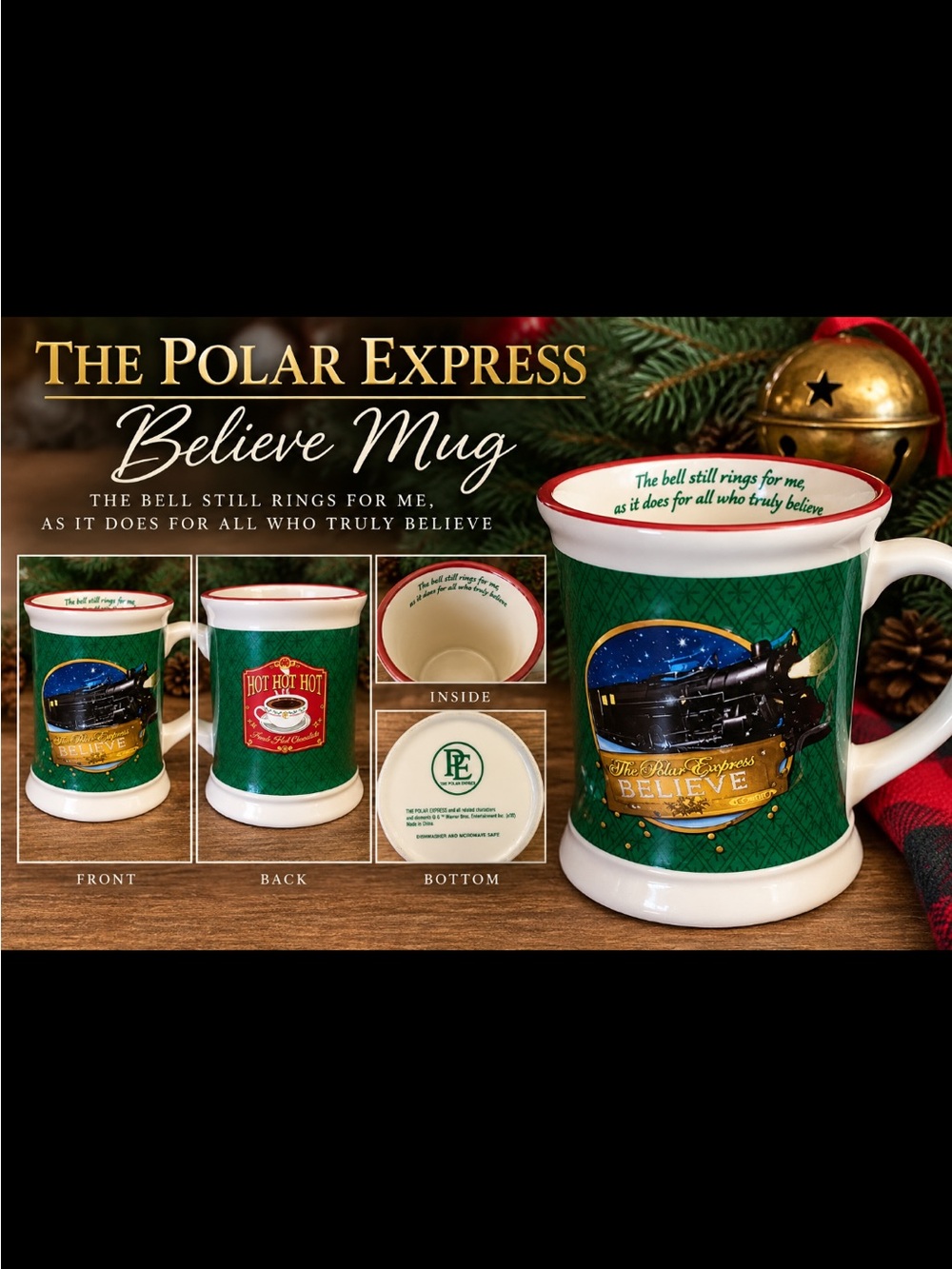 'Believe' Green Holiday Mug by